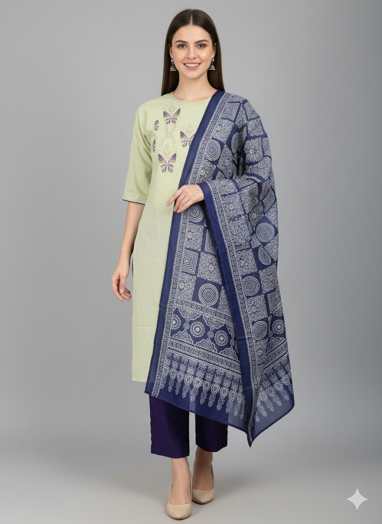 D.Gokuldas NX - Purple & Cream Kurti set